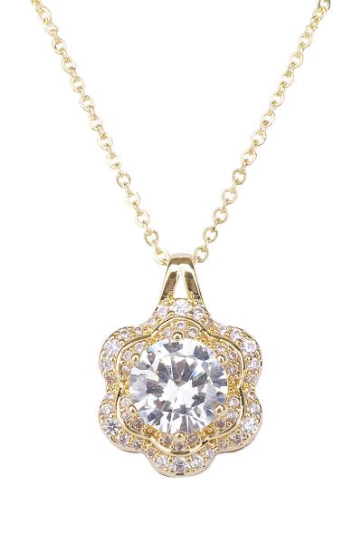 CRYSTAL FLOWER PENDANT NECKLACE