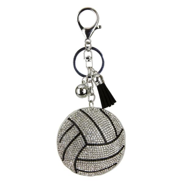 RHINESTONE VOLLEYBALLS KEYCHAIN WITH TASSEL