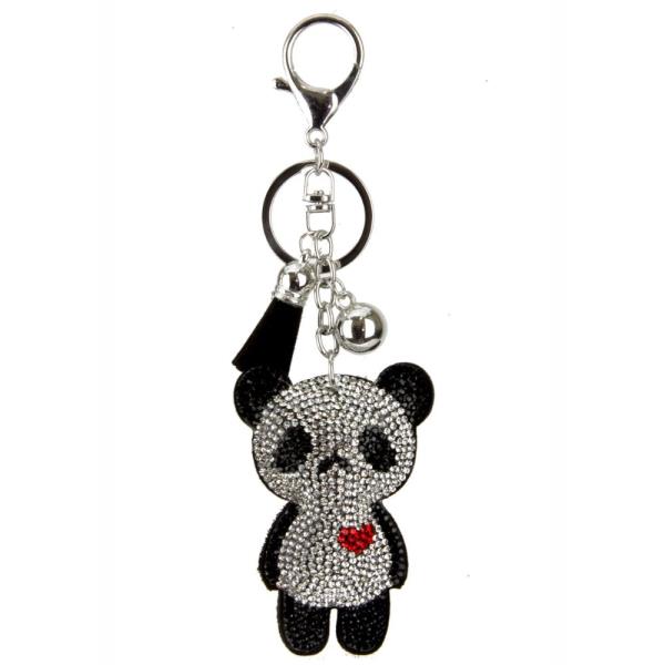 RHINESTONE PANDA KEYCHAIN WITH TASSEL