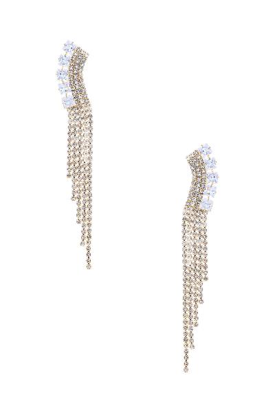 RHINESTONE CRYSTAL BAGUETTE TASSEL EARRING