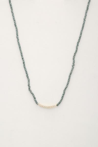 CURVE CRYSTAL BAR BEADED NECKLACE