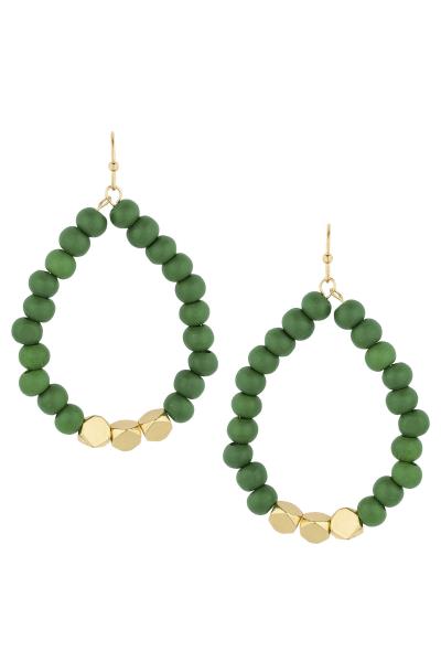 WOOD METAL TEARDROP EARRINGS