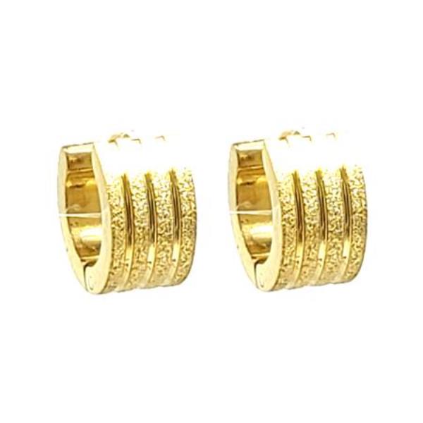 Stainless Steel Smooth And Sanded Wide Huggie Earrings