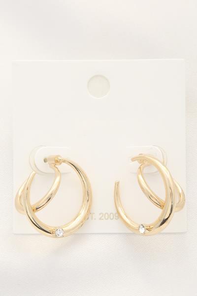 DOUBLE HOOP CRYSTAL METAL EARRING