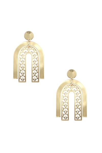 CUT OUT U SHAPE METAL DANGLE EARRING