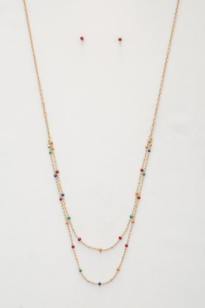 BEADED STATION LAYERED NECKLACE