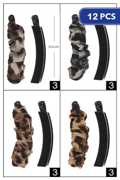 CHEETAH PRINT HAIR CLIP (12 UNITS)