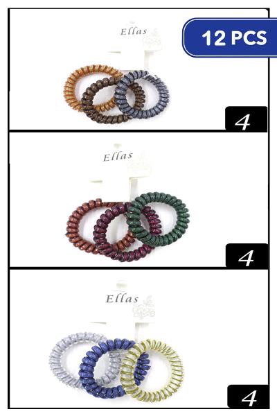 FASHION SPIRAL HAIR TIE SET (12 UNITS)