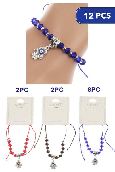 FASHION HAMSA BEAD BRACELET (12 UNITS)