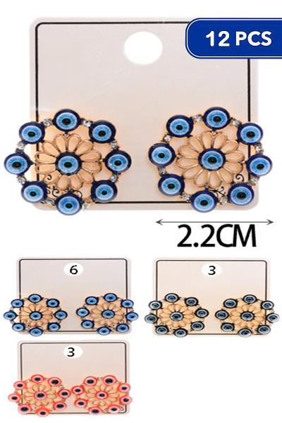 EYE FLOWER EARRING 12 UNITS