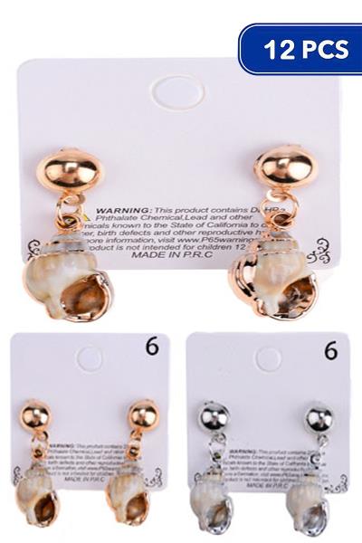 SEA SHELL METAL EARRING 12 UNITS