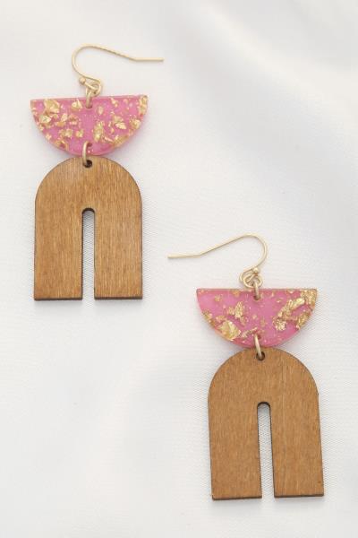 GOLD LEAF U SHAPE DANGLE EARRING