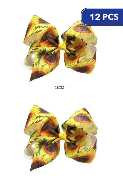 FLOWER RIBBON HAIR BOW (12 UNITS)