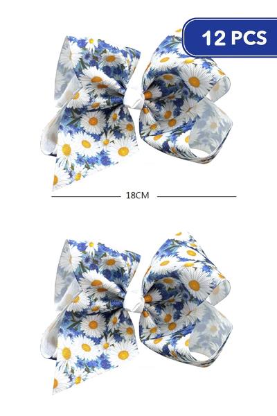 FLOWER RIBBON HAIR BOW (12 UNITS)