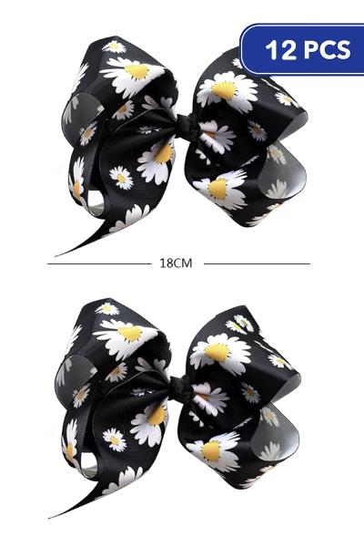FLOWER RIBBON HAIR BOW (12 UNITS)