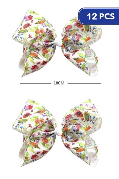 FLOWER RIBBON HAIR BOW (12 UNITS)