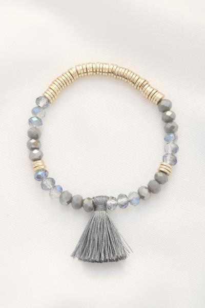 TASSEL METAL DISC BEAD BRACELET