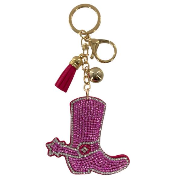 RHINESTONE BOOTS KEYCHAIN WITH TASSEL