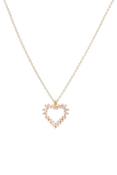 CRYSTAL TRAPEZOID HEART NECKLACE
