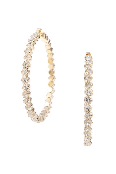 RHINESTONE ROUND CHUNKY 80MM HOOP EARRING