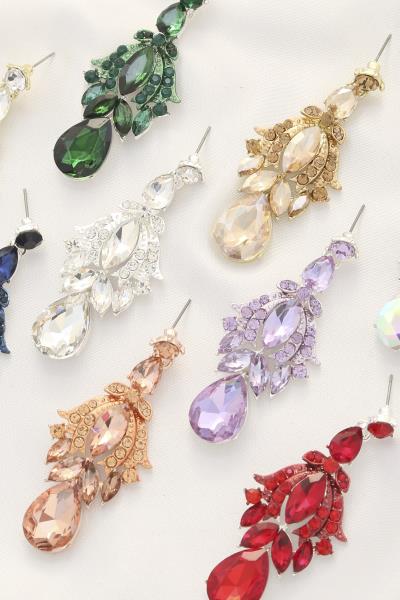 TEARDROP RHINESTONE DANGLE EARRING