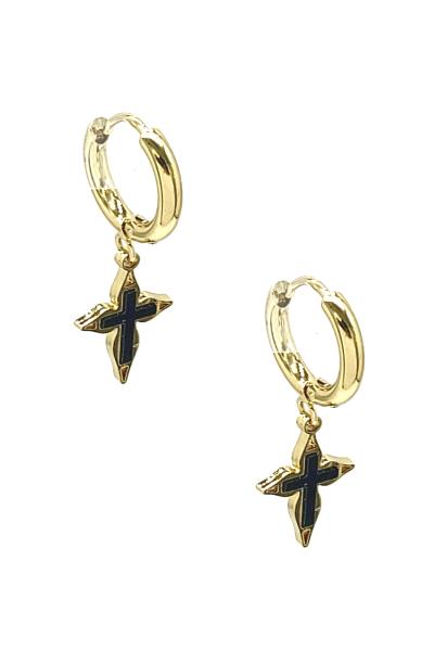 CROSS STAINLESS STEEL HUGGIE EARRING