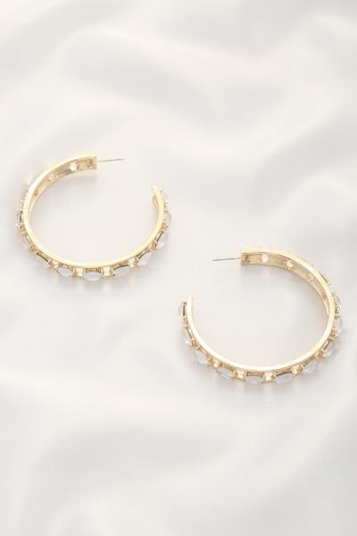 CRYSTAL EDGE OPEN HOOP EARRING