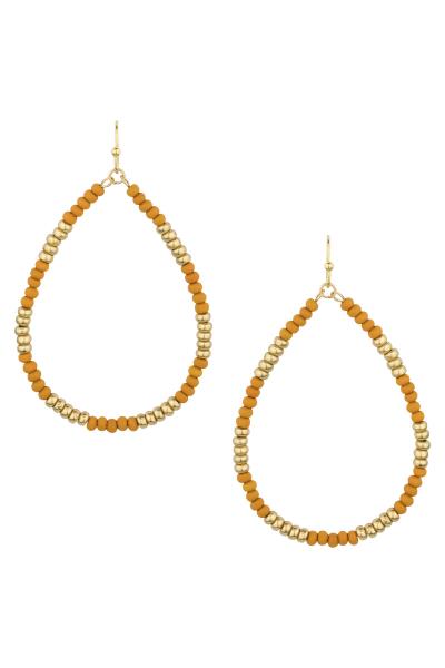 WOOD METAL TEARDROP EARRING