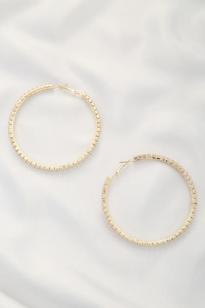 RHINESTONE EDGE HOOP EARRING