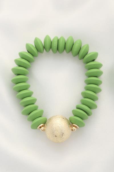 BALL BEAD WOOD DISC BRACELET