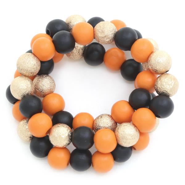 METAL WOOD BEAD BRACELET