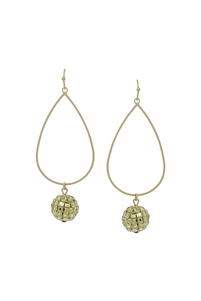 TEARDROP CASTING DISCO BALL DROP EARRING