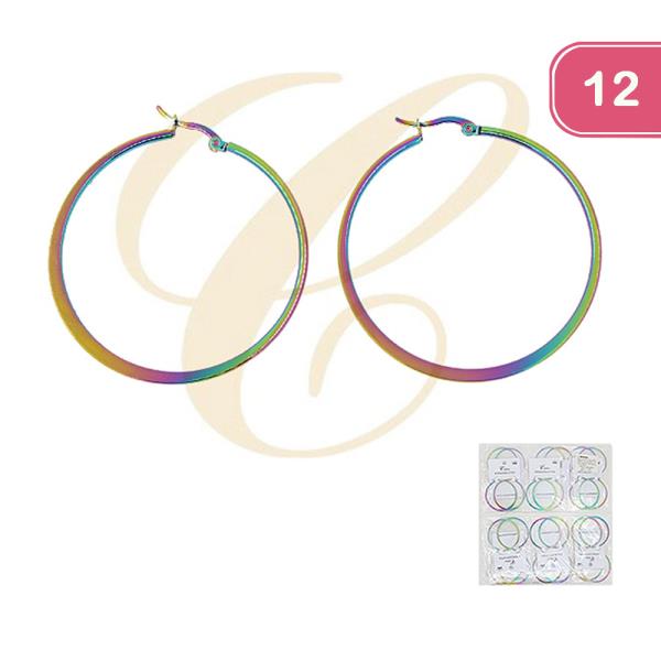MULTI COLOR METAL HOOP EARRING 12 UNITS