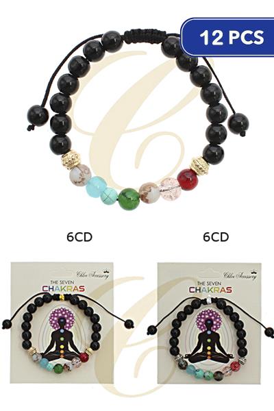 FASHION CHAKRAS BEAD BRACELET (12 UNITS)