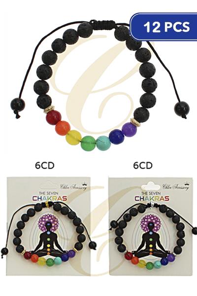 FASHION CHAKRAS BEAD BRACELET (12 UNITS)