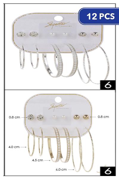 FASHION HOOP MULTI EARRING SET (12 UNITS)