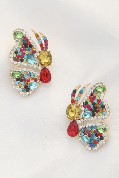 BUTTERFLY RHINESTONE POST EARRING