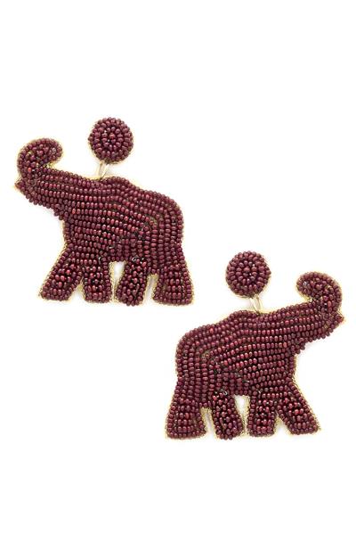 BEADED ELEPHANT POST EARRING