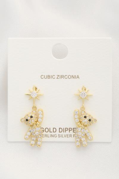 TEDDY BEAR CRYSTAL DANGLE EARRING