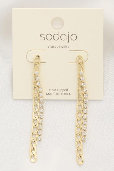 SODAJO CURB LINK RHINESTONE DANGLE EARRING
