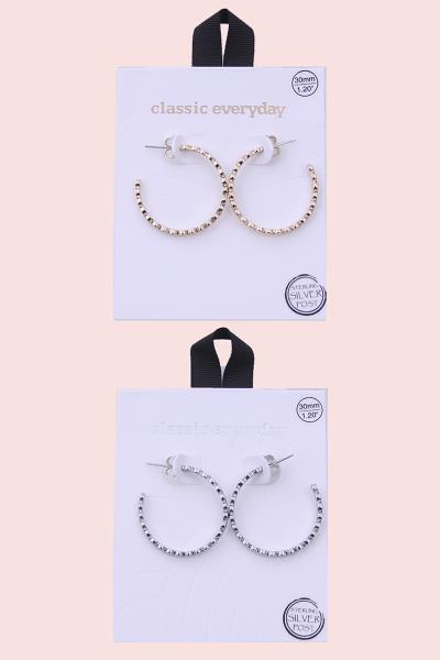 STERLING SILVER POST HOOP EARRING
