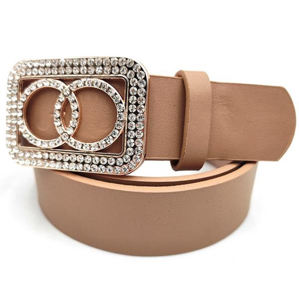 RHINESTONE DOUBLE ROUND BUCKLE BELT