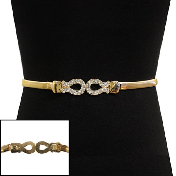 METAL RHINESTONE TEARDROP BUCKLE ELASTIC BELT