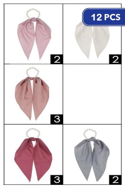 FASHION PEARL HAIR TIE WITH TASSEL (12 UNITS)