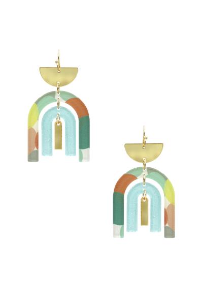 HALF CIRCLE U SHAPE DANGLE EARRING