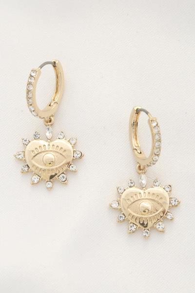 EYE HEART CRYSTAL HUGGIE EARRING
