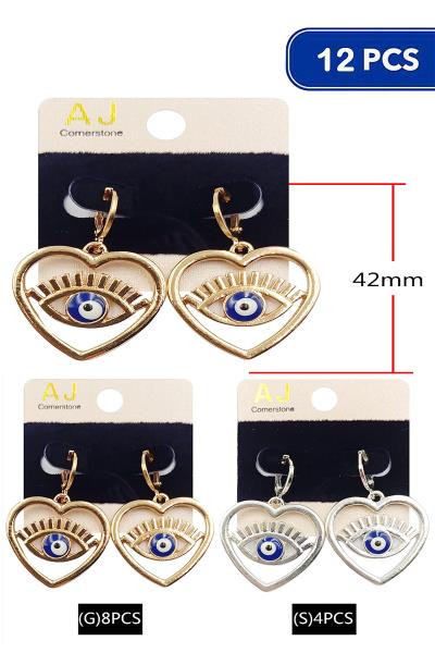 LASH EYE HEART METAL EARRING 12 UNITS
