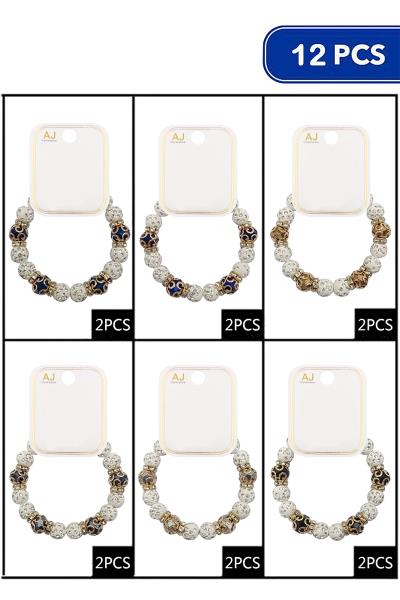 FASHION RHINESTONE DESIGN BEAD BRACELET 12 UNITS