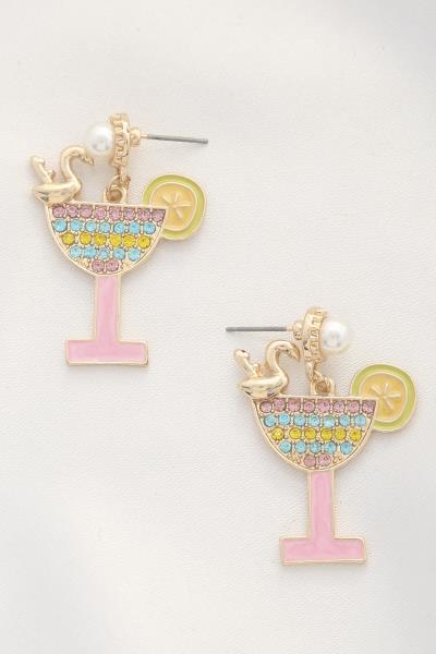RHINESTONE COCKTAIL DANGLE EARRING