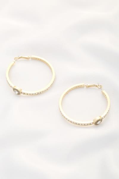 GREEK PATTERN RHINESTONE HOOP EARRING